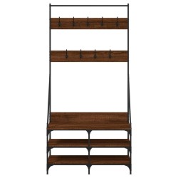 Porte-vêtements et rangement des chaussures chêne marron 