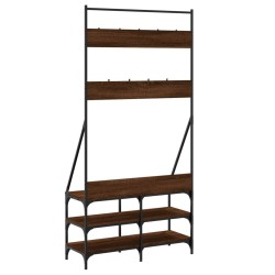 Porte-vêtements et rangement des chaussures chêne marron 
