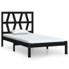 Cadre de lit sans matelas noir bois massif 