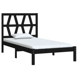 Cadre de lit sans matelas noir bois massif 