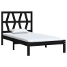 Cadre de lit sans matelas noir bois massif 