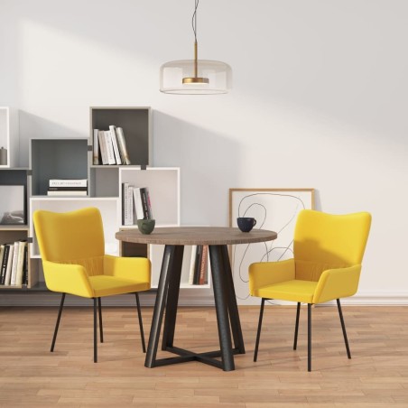 Chaises à manger lot de 2 Jaune Velours 