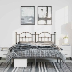 Cadre de lit métal sans matelas avec tête de lit noir 135x190cm 