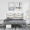 Cadre de lit métal sans matelas avec tête de lit noir 135x190cm 