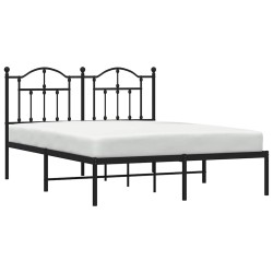 Cadre de lit métal sans matelas avec tête de lit noir 135x190cm 