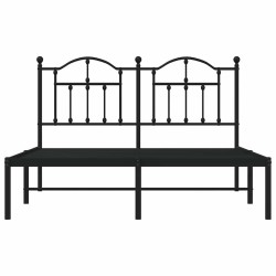 Cadre de lit métal sans matelas avec tête de lit noir 135x190cm 
