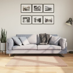 Tapis HUARTE à poils courts doux lavable rouge clair 120x120 cm 