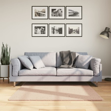 Tapis HUARTE à poils courts doux lavable rouge clair 120x120 cm 