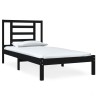 Cadre de lit sans matelas noir 75x190 cm bois massif 