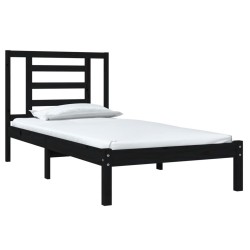 Cadre de lit sans matelas noir 75x190 cm bois massif 