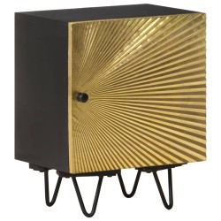 Table de chevet avec front en laiton 40x30x50cm Manguier massif 