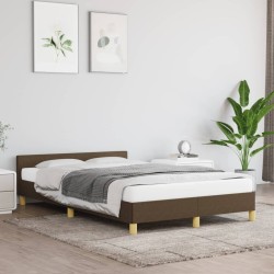 Cadre de lit sans matelas marron foncé 120x190 cm tissu 