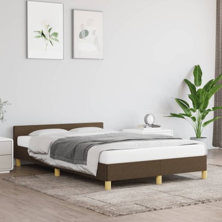 Cadre de lit sans matelas marron foncé 120x190 cm tissu 