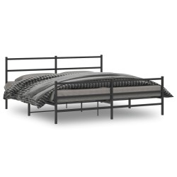 Cadre de lit métal sans matelas avec pied de lit noir 193x203cm 