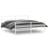 Cadre de lit métal sans matelas et pied de lit blanc 193x203 cm 