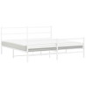 Cadre de lit métal sans matelas et pied de lit blanc 193x203 cm 