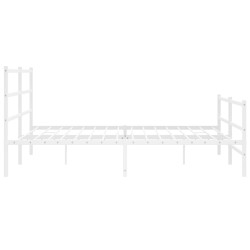 Cadre de lit métal sans matelas et pied de lit blanc 193x203 cm 