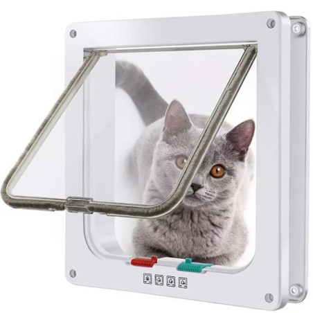 Chatière de Porte pour Chat ABS Magnétique Sécurité Renforcée Intérieu