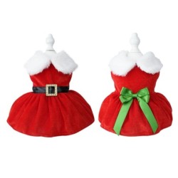 Robe rouge pour chiens et chats, vêtements d'hiver doux pour filles, j