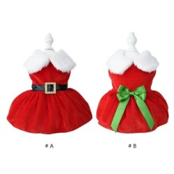 Robe rouge pour chiens et chats, vêtements d'hiver doux pour filles, j