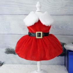Robe rouge pour chiens et chats, vêtements d'hiver doux pour filles, j