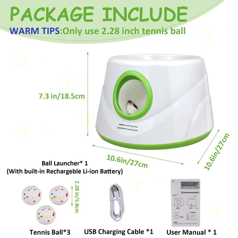 Lanceur automatique de balles pour chien avec 3 balles de Tennis, 3 Di Lanceur automatique de balles pour chien avec 3 balles de Tennis, 3 Di