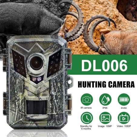 DL006 Mini caméra de chasse 16MP 1080P HD sentier sauvage Vision noctu