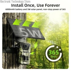 Caméra solaire de chasse et de sentier, 14mp, 4G, étanche, 20M, détect