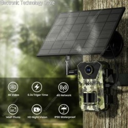 Caméra solaire de chasse et de sentier, 14mp, 4G, étanche, 20M, détect