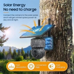 Caméra de chasse solaire 5MP 4G SIM caméra PTZ sans fil avec panneau s
