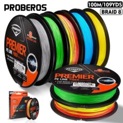 PROBEROS 8 brins tressé ligne de pêche 100M ligne PE d'eau salée ligne