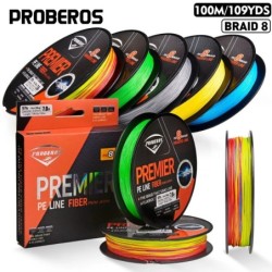 PROBEROS 8 brins tressé ligne de pêche 100M ligne PE d'eau salée ligne