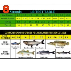 8 brins 1000M 500M 300M 100M ligne de pêche tressée multicolore mer ea