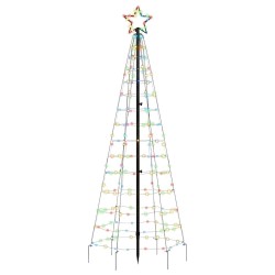 Sapin de Noël à LED avec piquets 220 LED colorées 180 cm 
