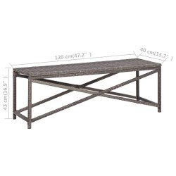 Banc de jardin 120 cm Résine tressée Gris 