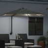 Parasol de jardin mural avec LEDs, beige, 248 cm. 