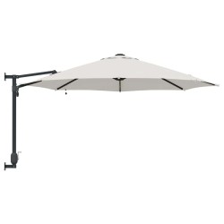 Parasol de jardin mural avec LEDs, beige, 248 cm. 