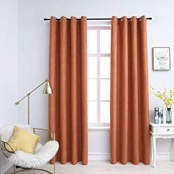 Rideaux occultants et anneaux en métal 2 pcs Rouille 140x175 cm 