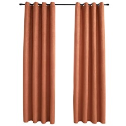 Rideaux occultants et anneaux en métal 2 pcs Rouille 140x175 cm 