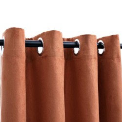 Rideaux occultants et anneaux en métal 2 pcs Rouille 140x175 cm 
