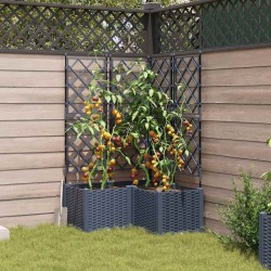 Planteur de jardin avec treillis 3 pcs gris 80x80x143 cm 