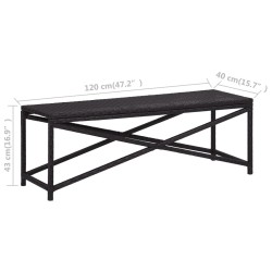 Banc de jardin 120 cm Résine tressée Noir 