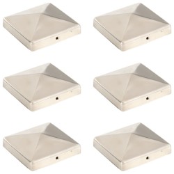 Bouchons de poteau de clôture pyramidaux 6 pcs Inox 101x101 mm 