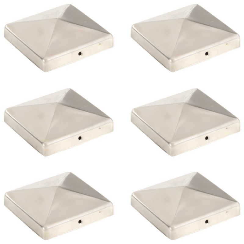 Bouchons de poteau de clôture pyramidaux 6 pcs Inox 101x101 mm Bouchons de poteau de clôture pyramidaux 6 pcs Inox 101x101 mm