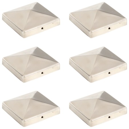 Bouchons de poteau de clôture pyramidaux 6 pcs Inox 101x101 mm 