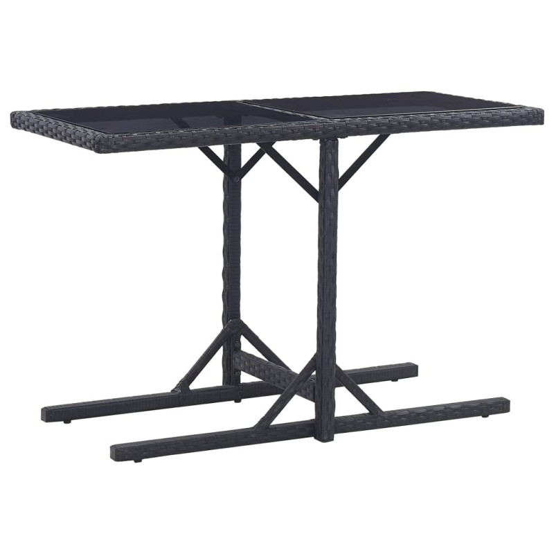 Table de jardin Noir 110x53x72 cm Verre et résine tressée 