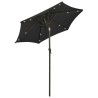 Parasol de jardin avec lumières LED noir 200x211 cm aluminium 