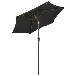 Parasol de jardin avec lumières LED noir 200x211 cm aluminium 