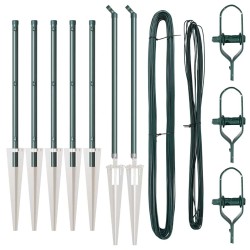 Ensemble de poteaux de clôture 7 pcs Vert Ø32mm 160 cm 