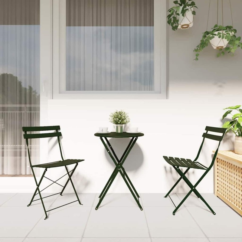 Chaises de jardin pliantes 2 pcs Vert foncé Acier 